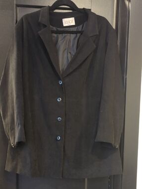 Jessica Black Suede Blazer Jacket with Notch Lapel